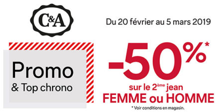 Chez C&A -50% sur le 2ème jean !