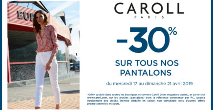 -30% sur tous les pantalons chez Caroll